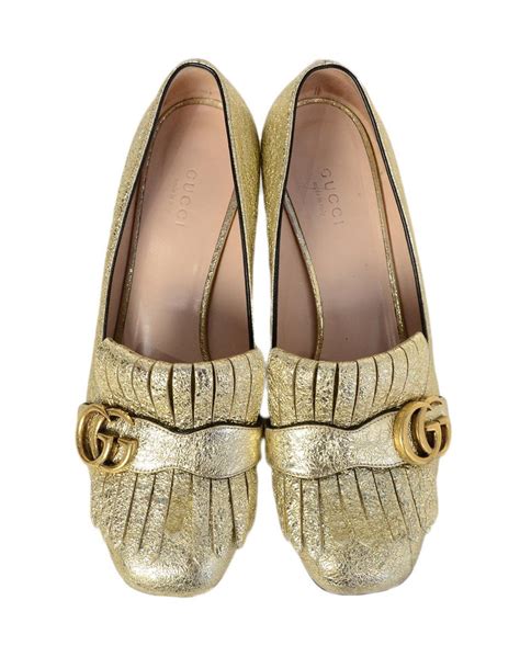 gucci loafers gold leaf|Gucci loafer with heel.